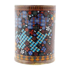 Antiker japanischer Cloisonné-Emaille-Bürstenbürsten mit geometrischen Mustern, GOTO