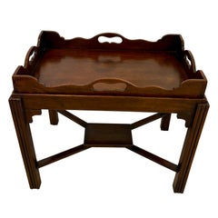 Antique Edwardian Quality Mahogany Butlers Tray on Stand