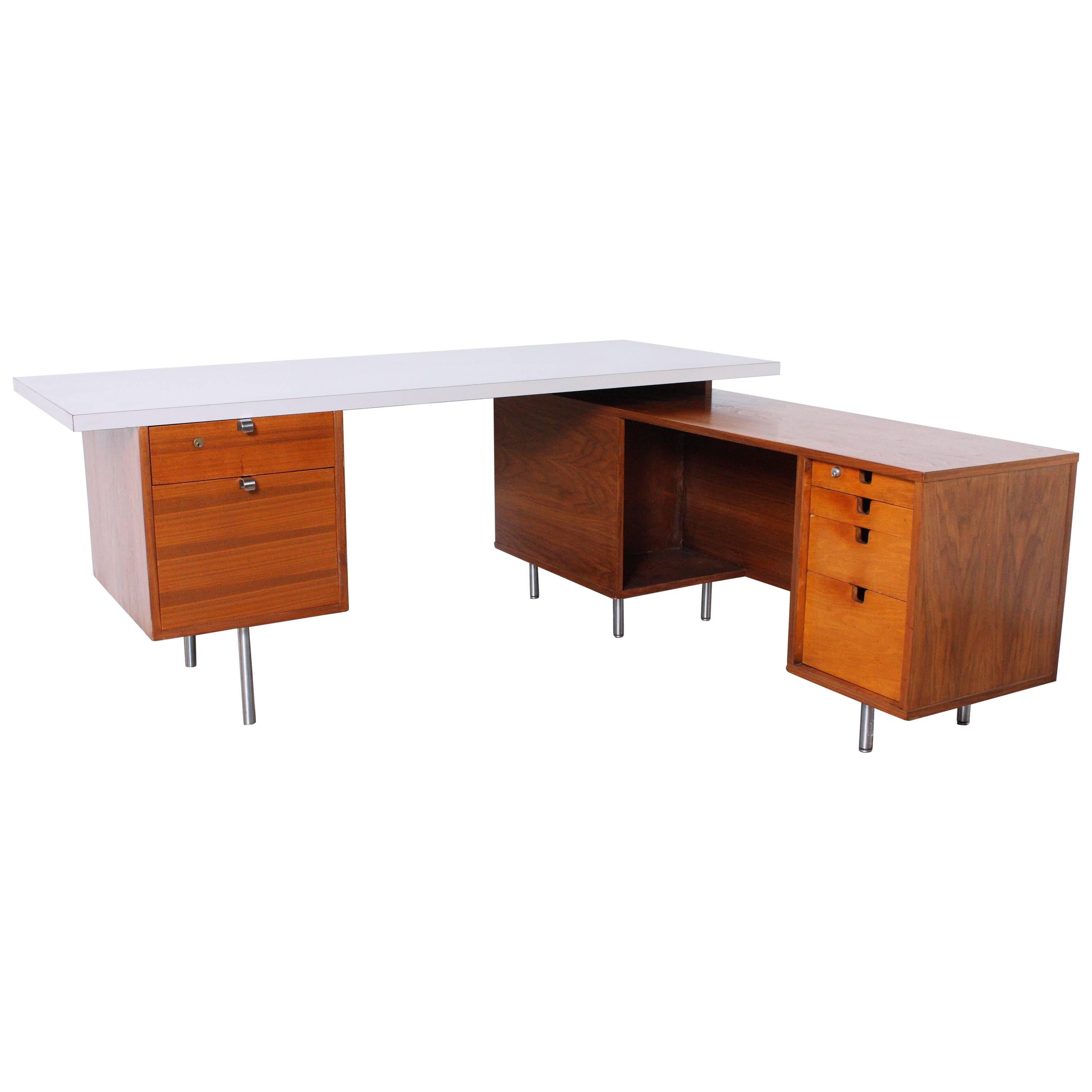 George Nelson Desk for Herman Miller with Open Credenza Return