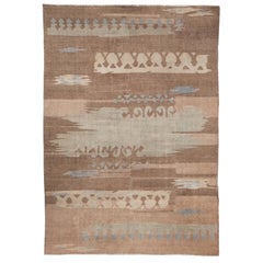 Doris Leslie Blau French Art Deco Brown Handmade Wool Rug