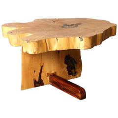 Artisan Crafted Wood Side Table with Butterfly Joint