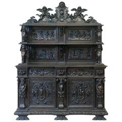 Antique Italian Renaissance Style Sideboard with Superstructure