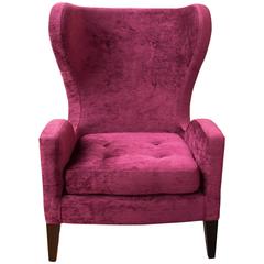 Contemporary French Wingback velvet pink Armchair