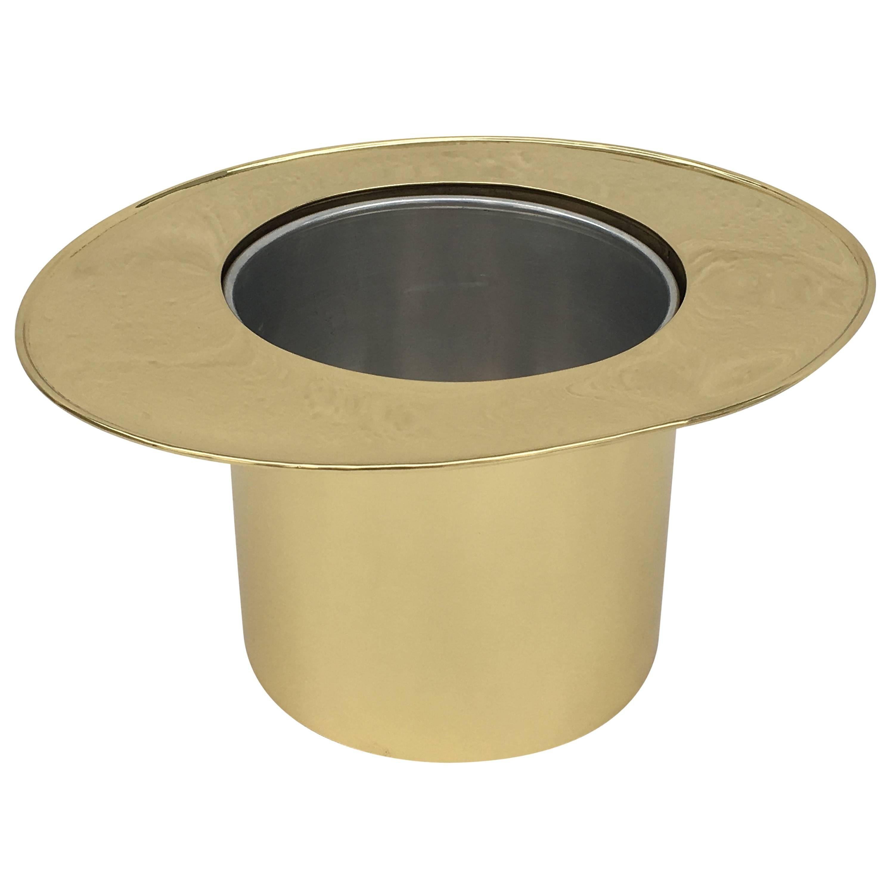 Italian Brass Top Hat Ice Bucket