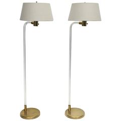 Pair of Brass and Acrylic Floor Lamps by Peter Hamburger for Knoll
