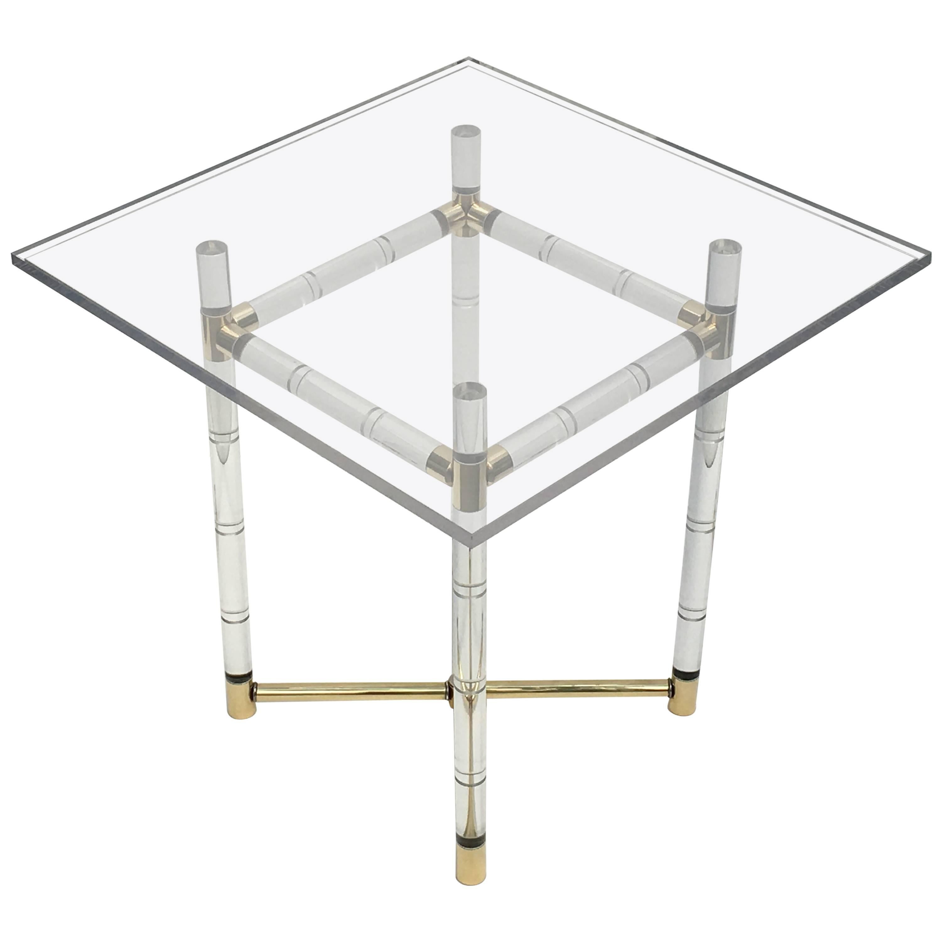 Polished Brass and Faux Bamboo Center Table by Charles Hollis Jones For Sale