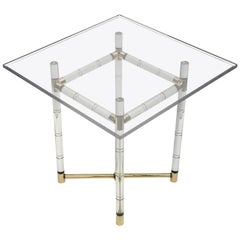 Polished Brass and Faux Bamboo Center Table by Charles Hollis Jones