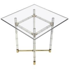 Polished Brass and Faux Bamboo Center Table by Charles Hollis Jones 12
