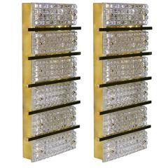 1970s Italian Pair of Large-Size Brass and Clear Murano Glass Sconces 7