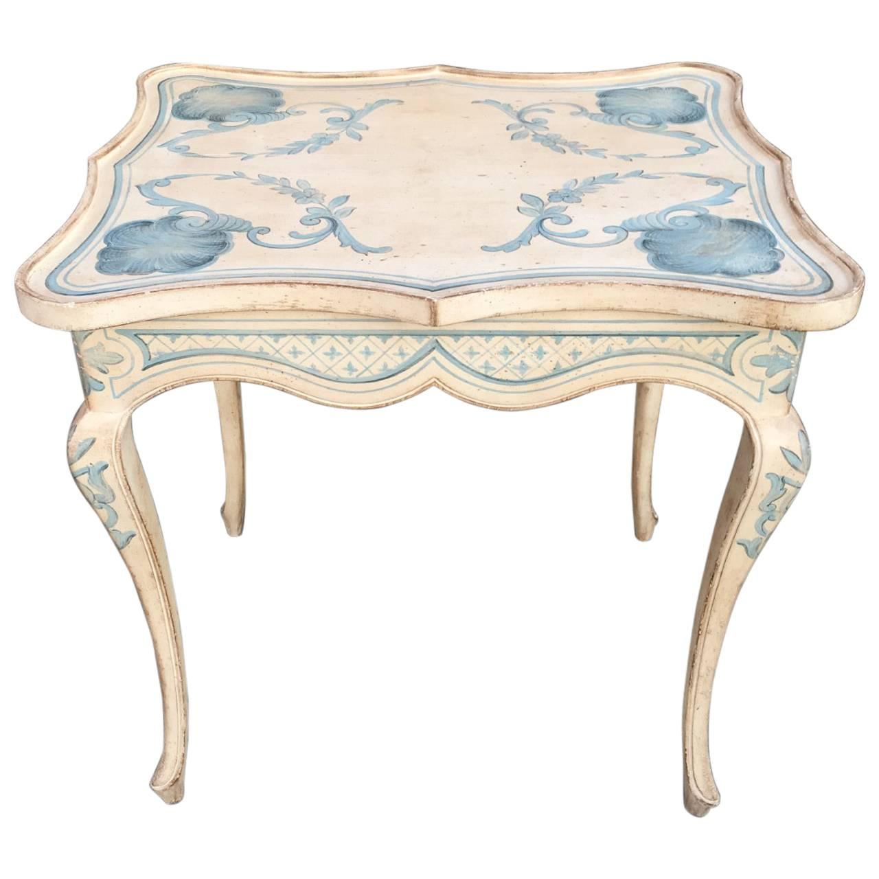 Paint Decorated Louis XV Style Side Table For Sale