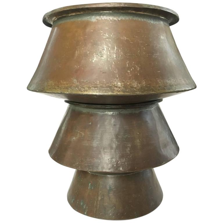 Set of Three Stacking Indian Copper Pots For Sale at 1stdibs