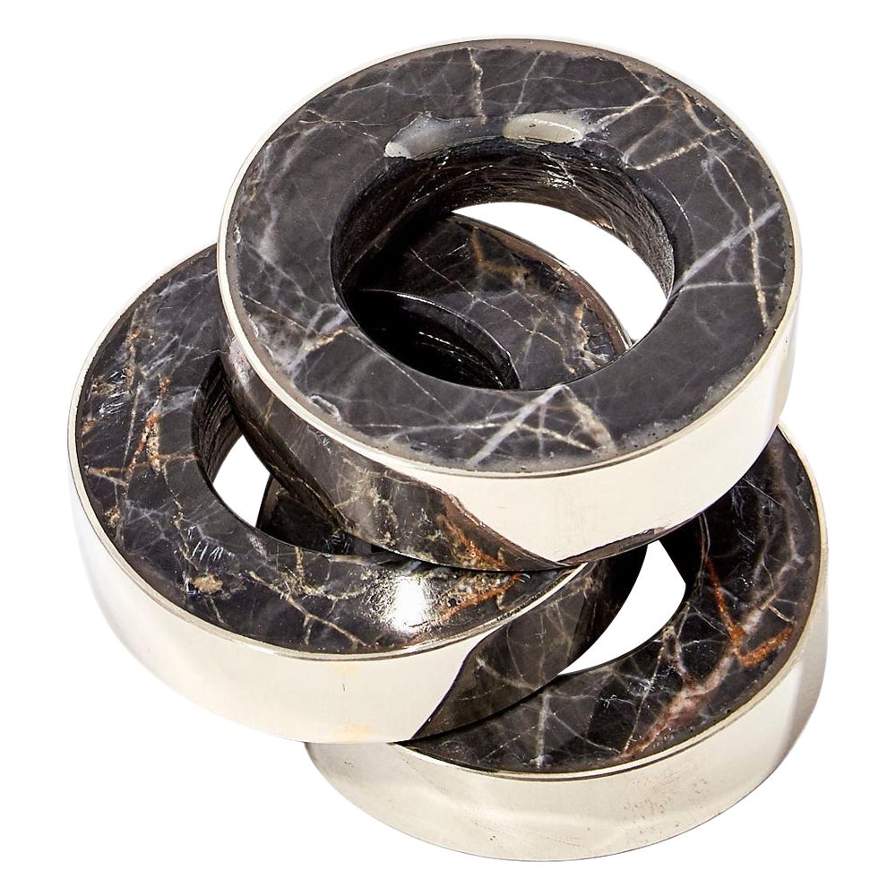 Rond de serviette Salta et porte-cartes Salta, argent Alpaga et pierre naturelle Onyx noir