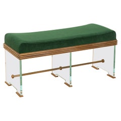 Banc en verre et laiton construit par un Studio A italien, en stock