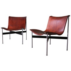 Katavolos, Littell and Kelley Leather and Chrome New York Chairs - A Pair