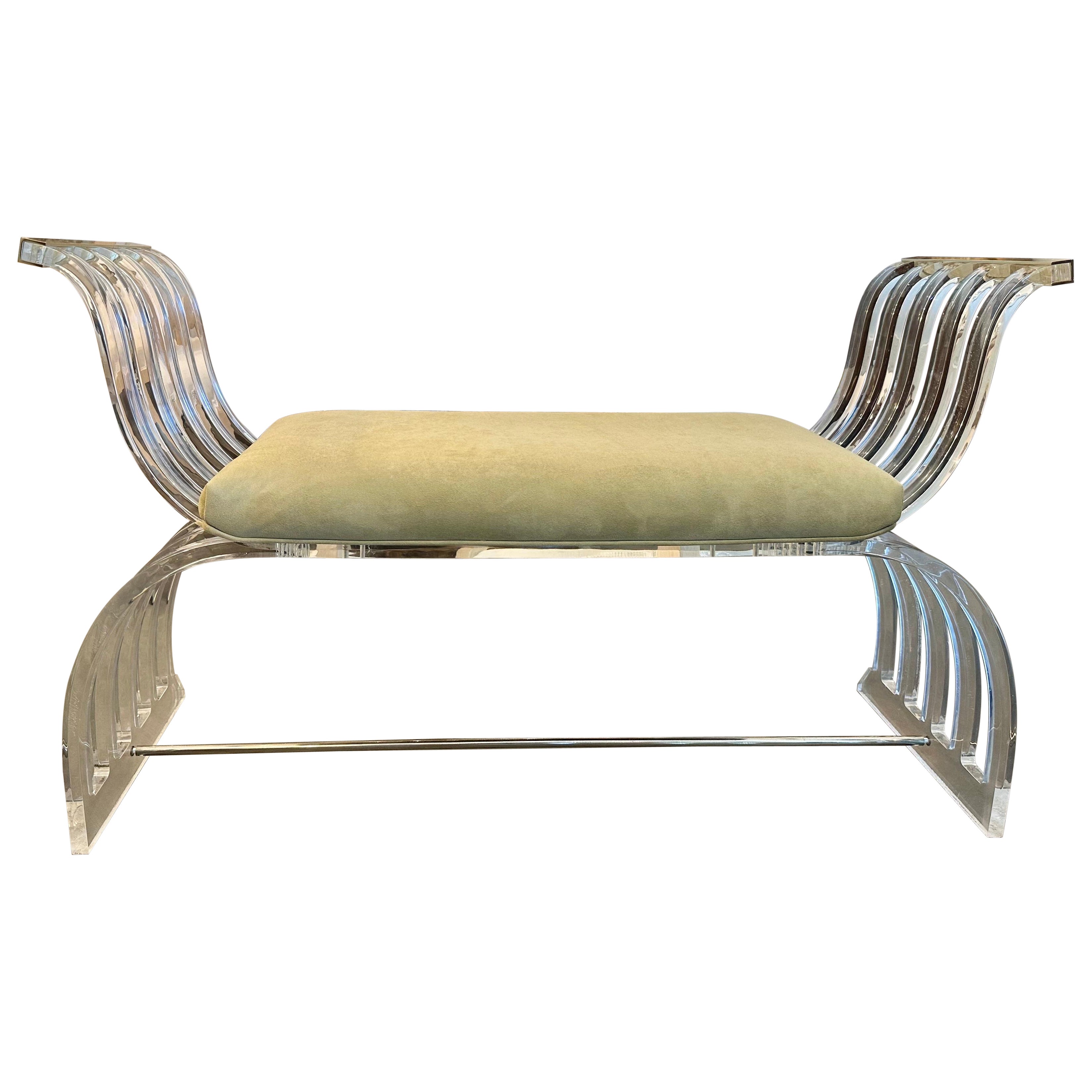 Mid-Century Charles Hollis Jones Lucite Bench