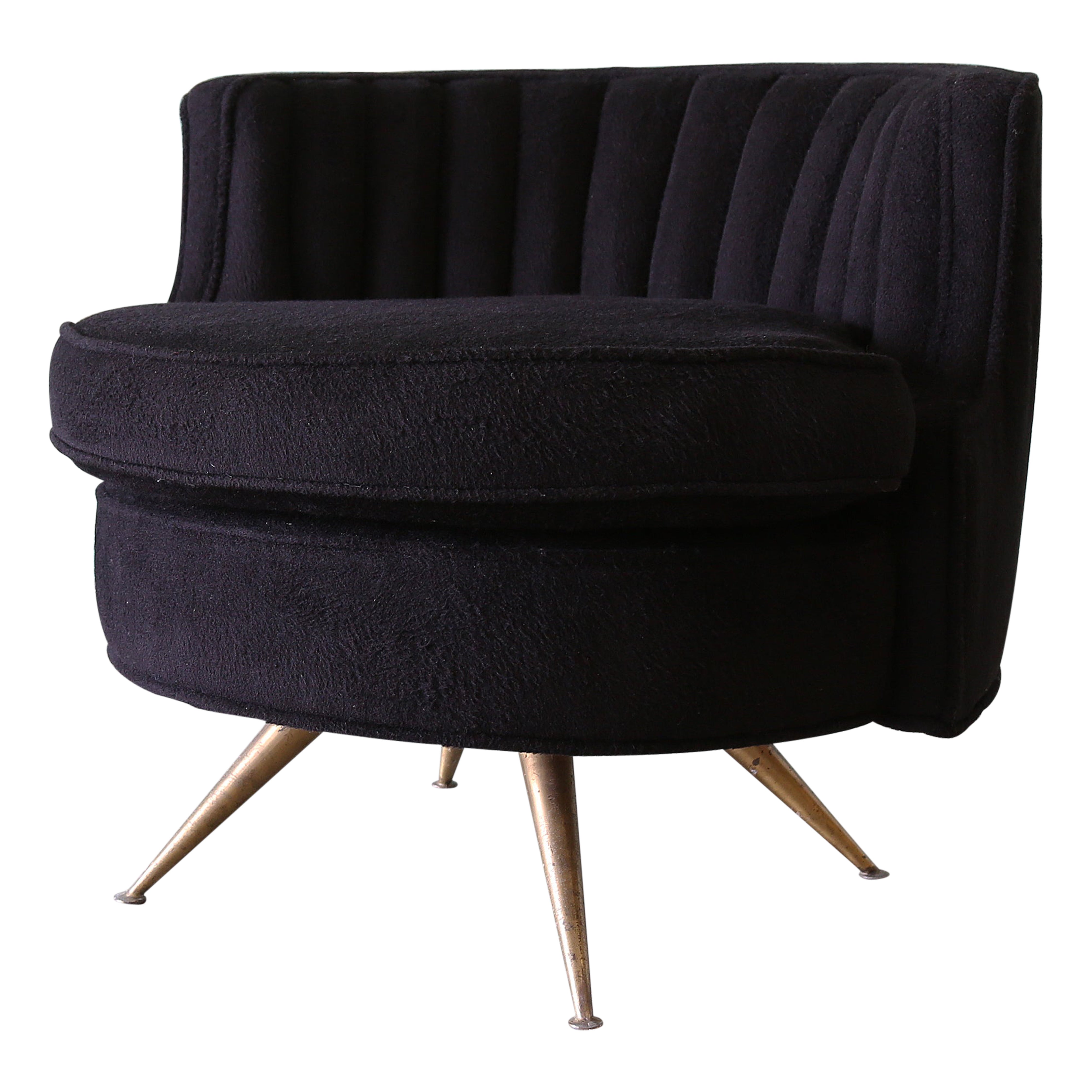 Chaise pivotante Channel Tufted Barrel des années 1950 par Henry Glass pour J.G. Meubles