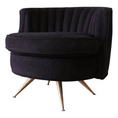Silla giratoria Channel Tufted Barrel de los años 50, de Henry Glass para G. J. Muebles