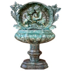 Zweiteiliges Verdigris-Stück aus patiniertem Metallguss im neoklassischen Stil, Mitte des 20. Jahrhunderts, F
