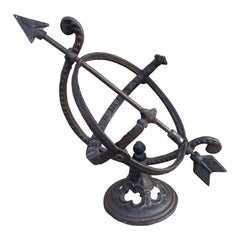 Vintage French Country Iron Garden Armillary Sundial