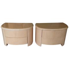 Pair of Night Tables by Tura, Natural Goatskin