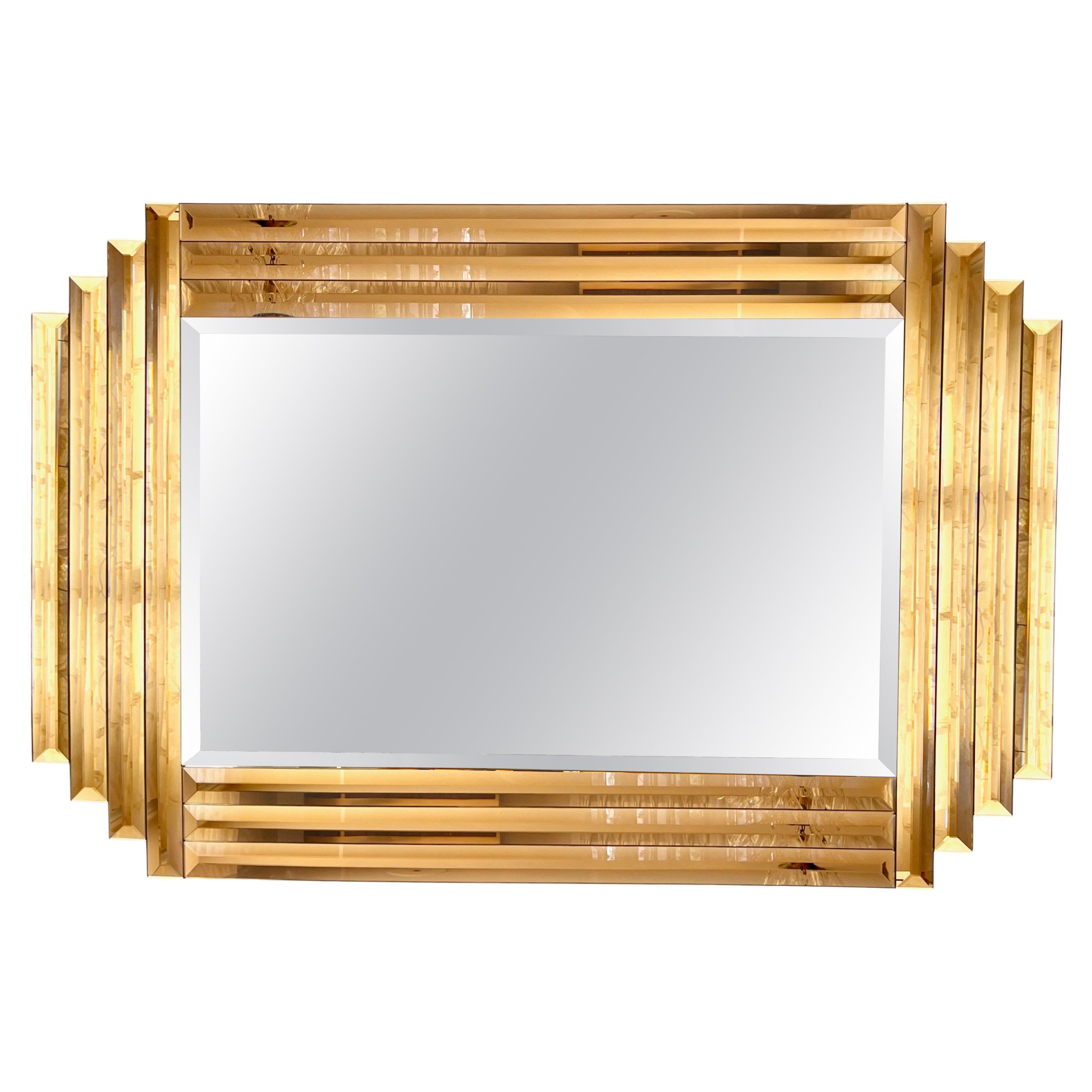 Miroir Ziggurat or abricot en vente