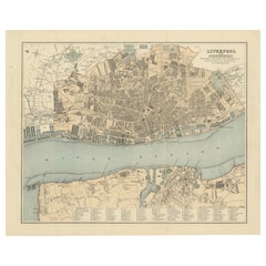 Map of Liverpool and Birkenhead by Bartholomew, circa 1880, with Key Buildings