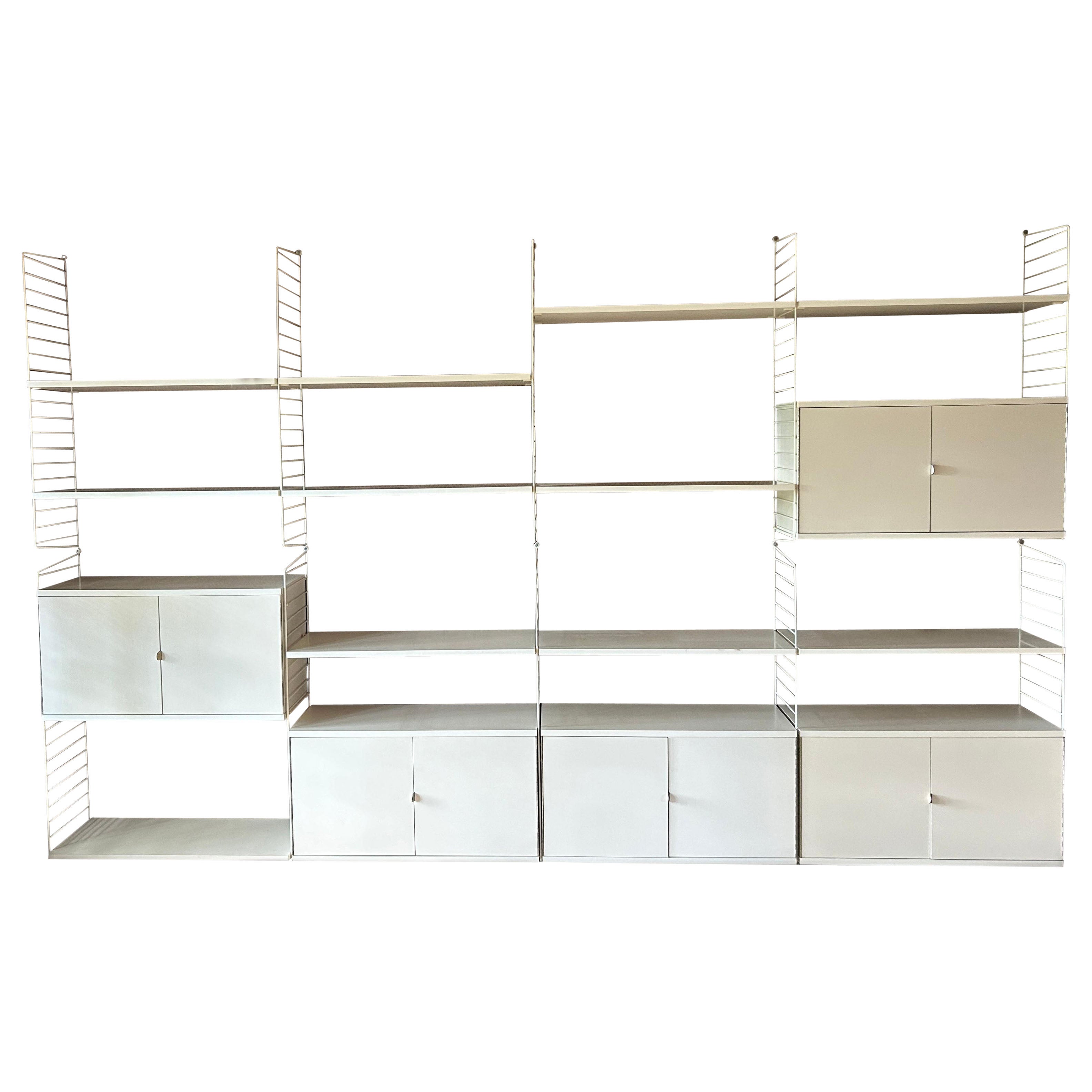 Kajsa & Nisse Strinning White Laminat 4 Bay String Draht Wandregaleinheit Schweden