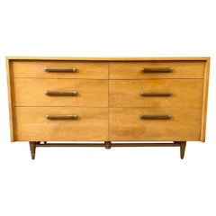 Vintage Mid-Century Modern American of Martinsville 6 Drawer Low Dresser Blonde Maple