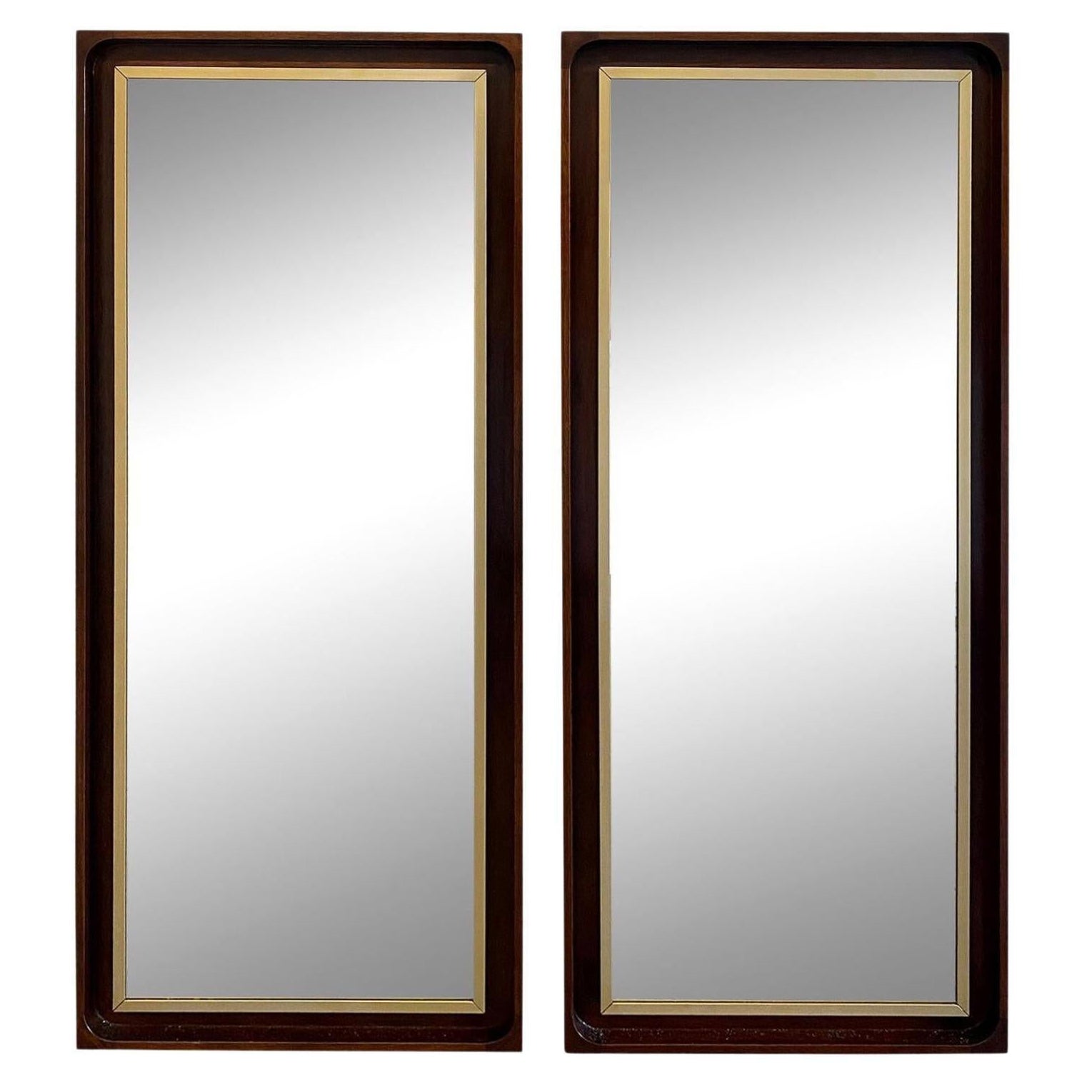 Pair of Superb Midcentury Paul McCobb H. Sacks Solid Walnut Wall Mirrors
