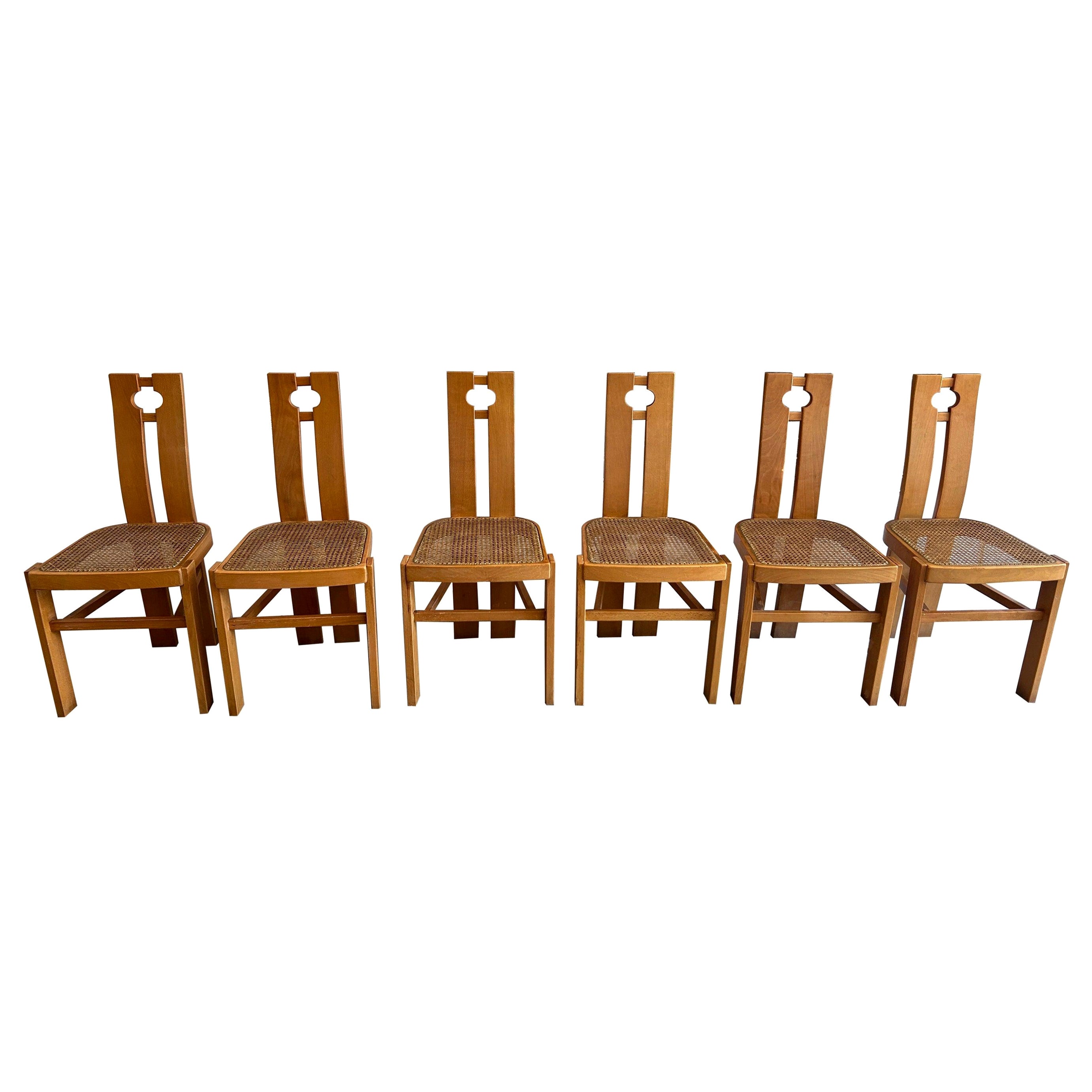 Set of 6 Midcentury Post Modern Dining Chairs by Pietro Costantini Italy