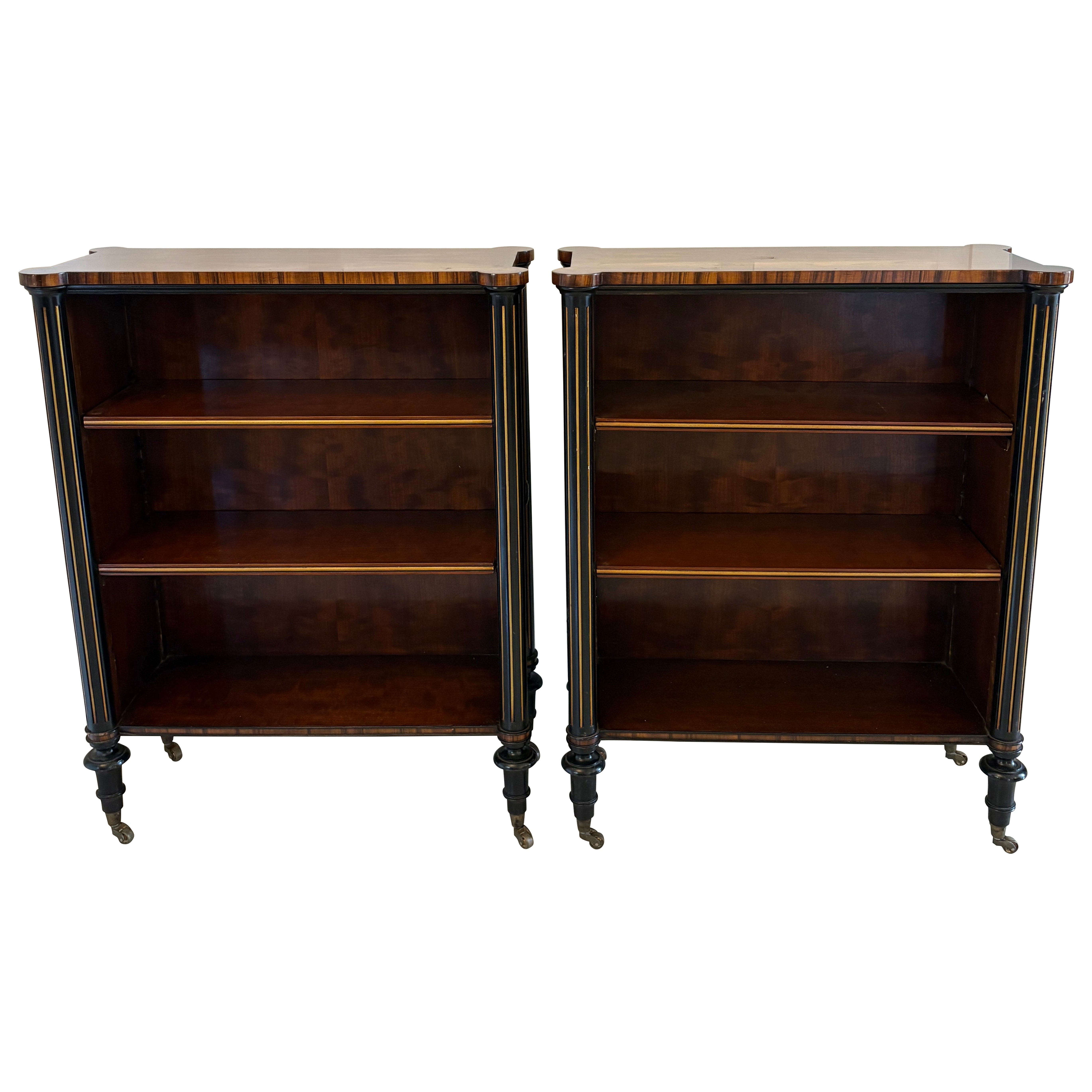 Paire de bibliothèques anciennes édouardiennes en bois de rose de qualité supérieure