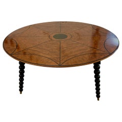 Magnificent Quality Large Antique Oak and Ebony Inlaid Round Dining Table