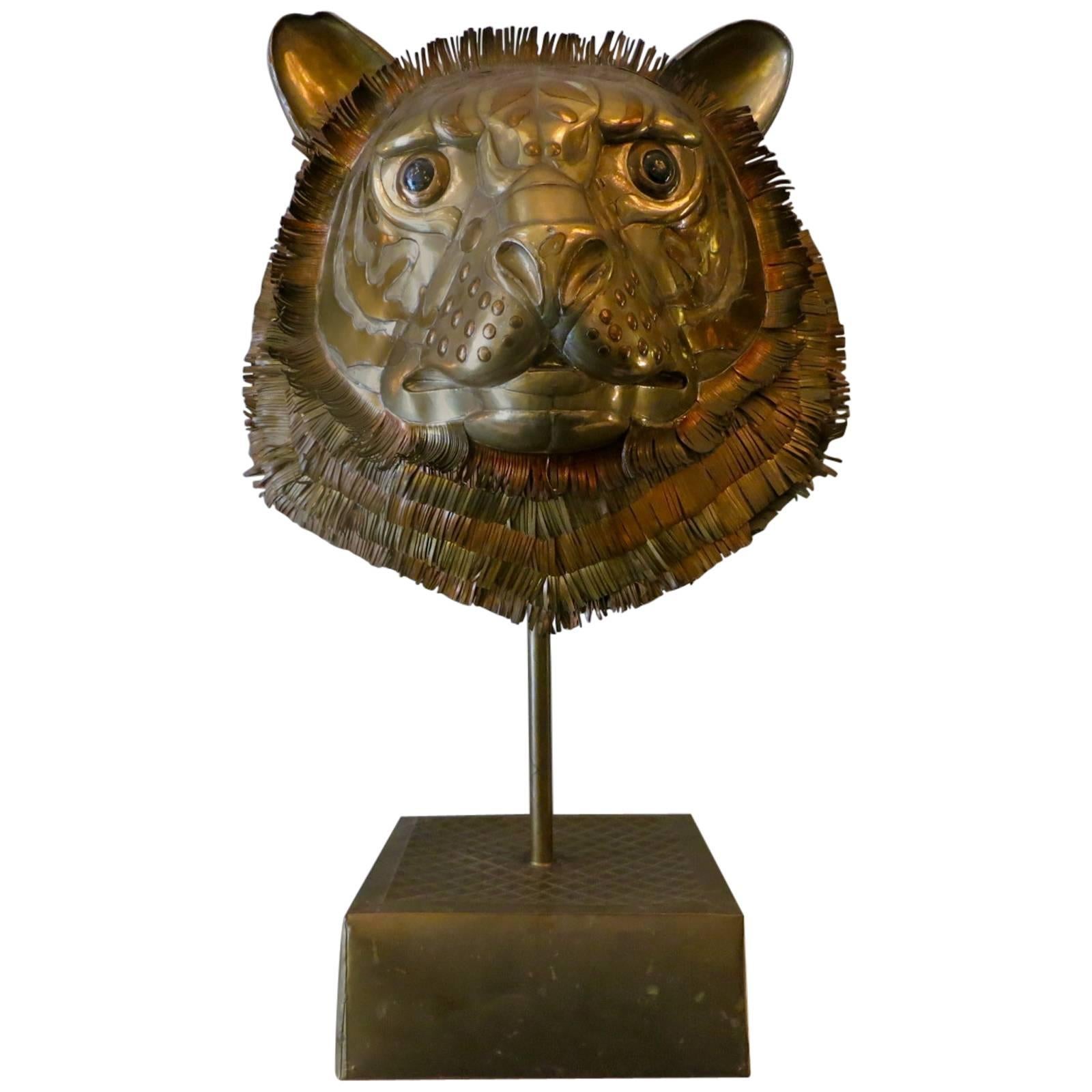 Brass Tigers Head by Sergio Bustamante 