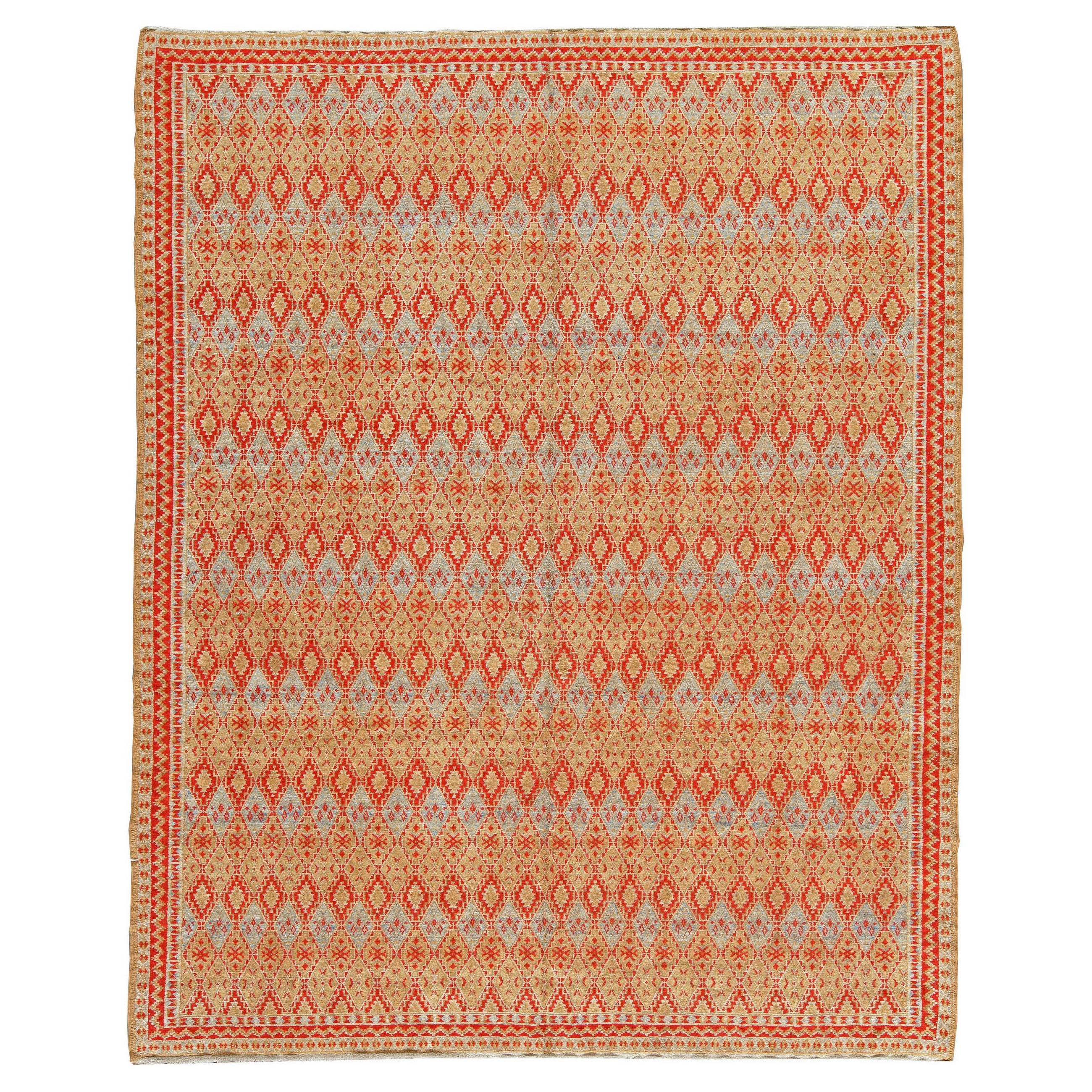 Doris Leslie Blau Alfombra tribal marroquí de lana de mediados de siglo hecha a mano