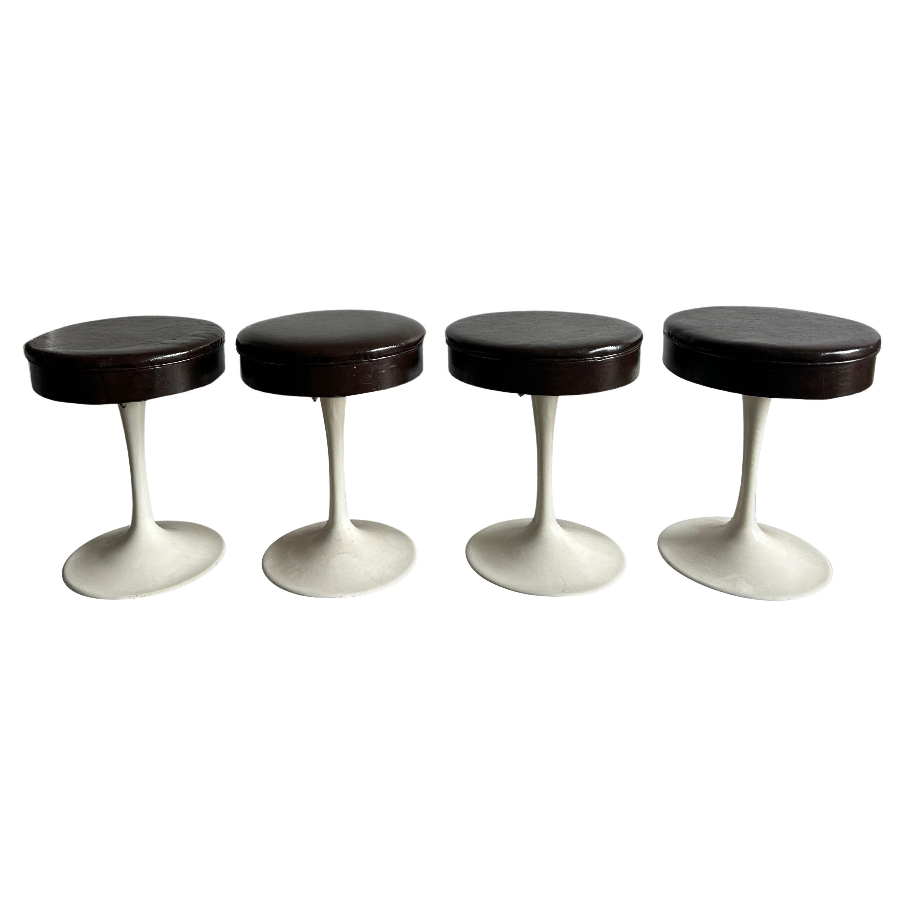 Juego de 4 taburetes giratorios tulipán de mediados de siglo estilo Knoll