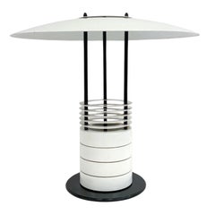 Post Modern danish white metal table lamp by Jørgen Buchwald