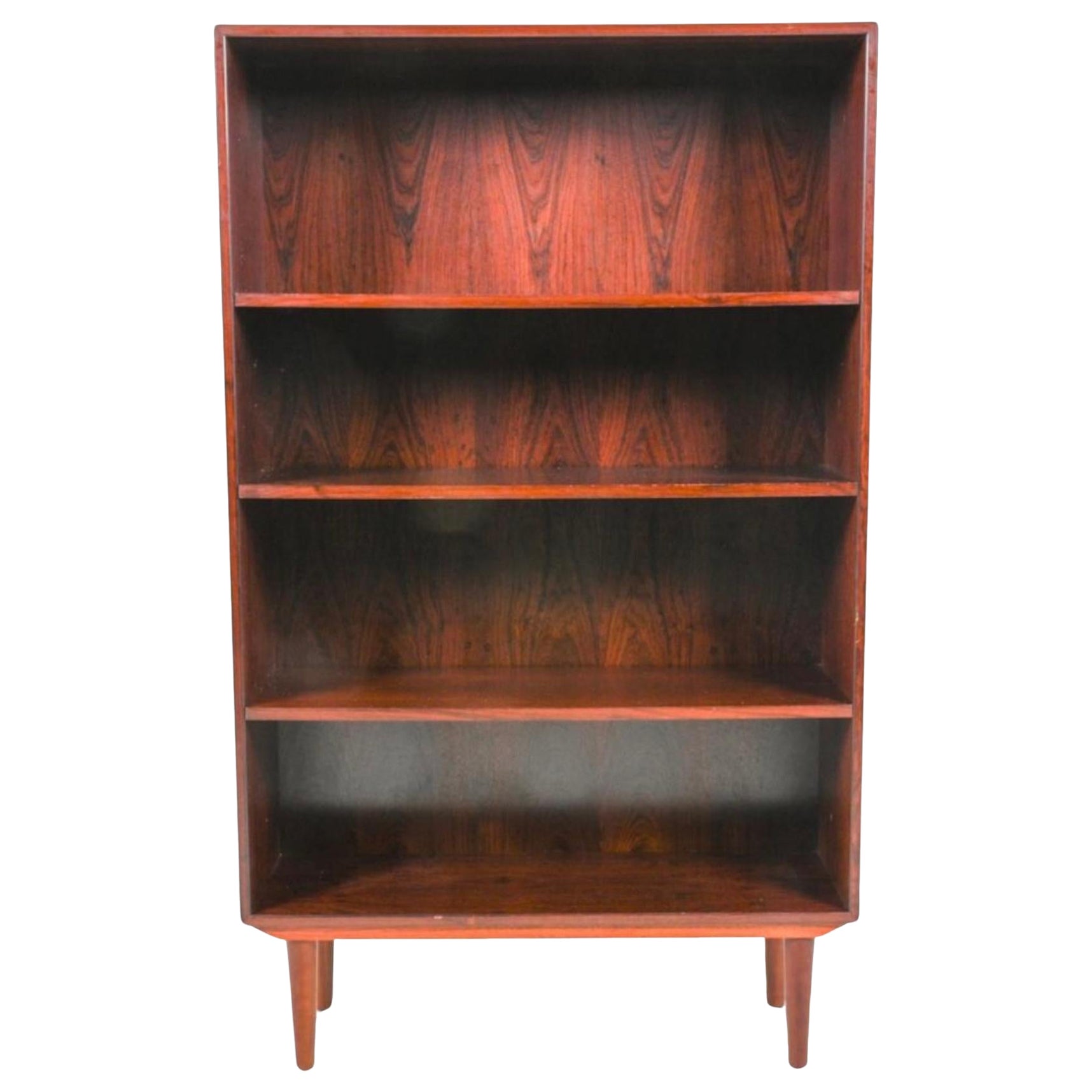 Danish Modern Mid century Rosewood Bookcase shelves on tapered legs
