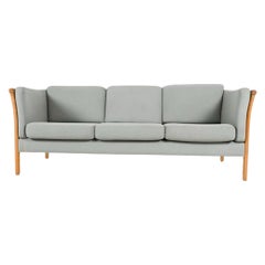 Midcentury Danish Modern Beautiful gray cloth 3 Seat Sofa Birch Frame and Legs