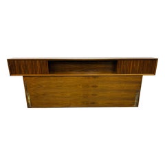 Mid-Century Modern King Size Tambour Walnut Headboard