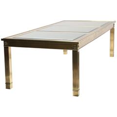 Mastercraft brass and glass exteding mid century dining table, 1970s. 