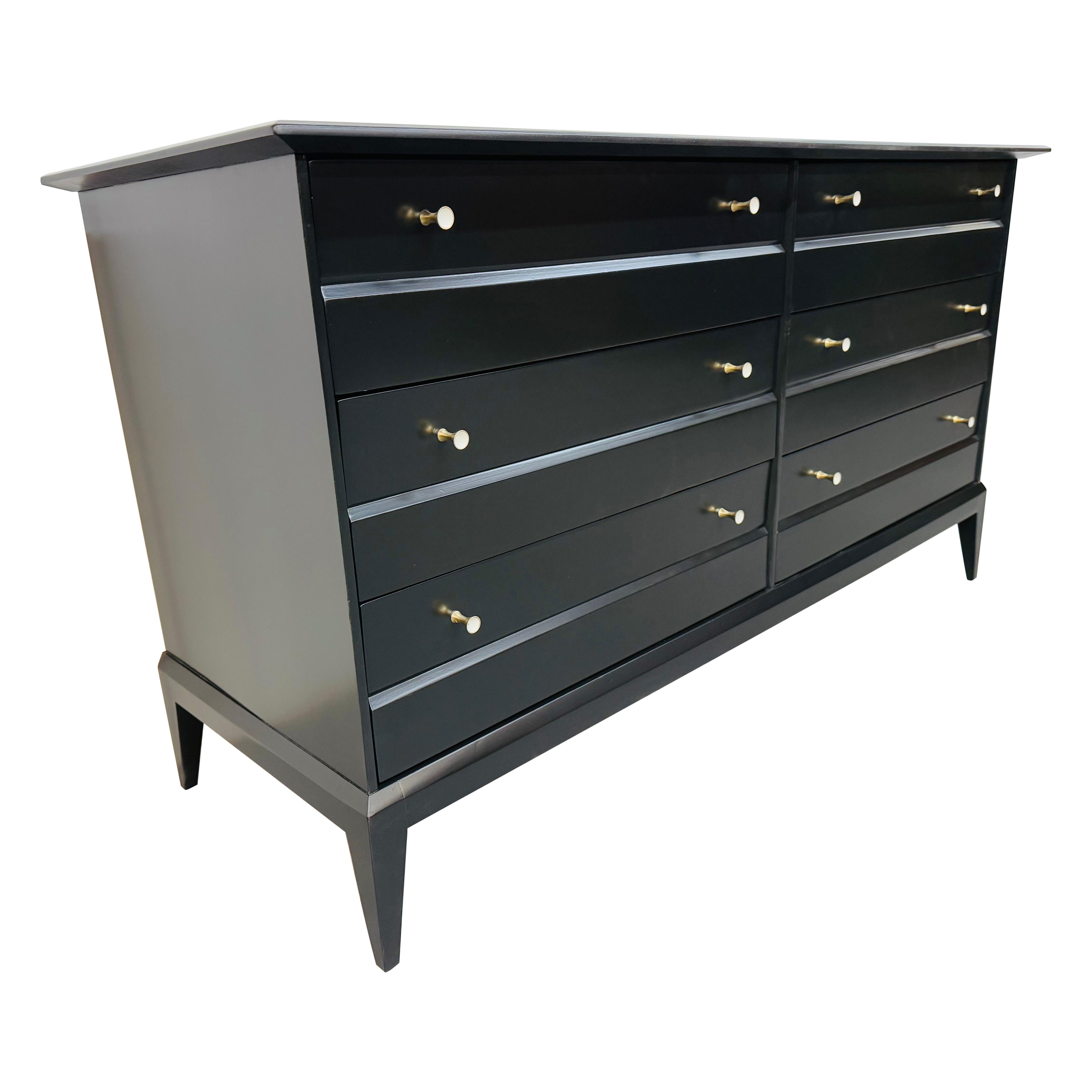 Mid-Century Modern Heywood Wakefield Black Lacquered Dresser
