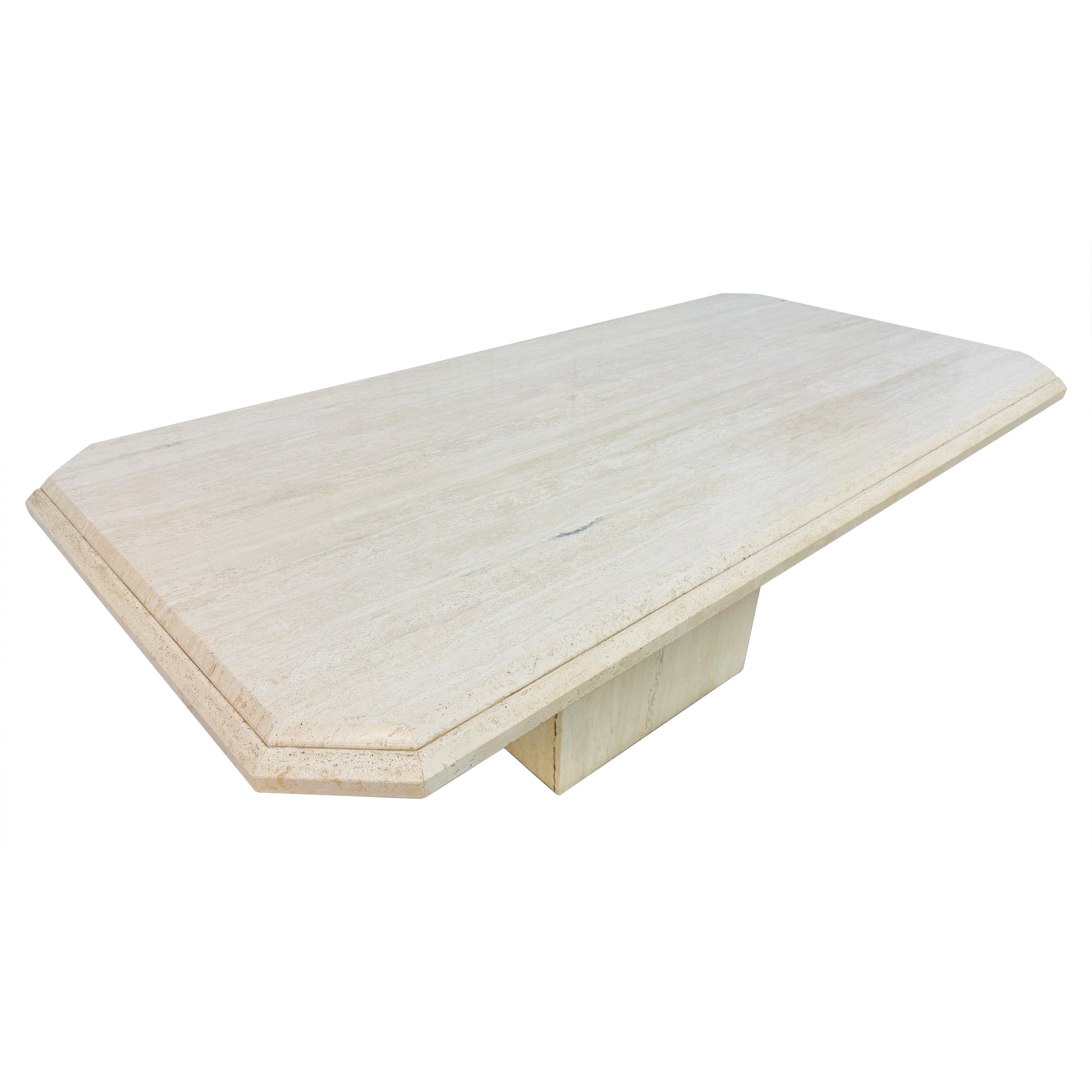 Vintage Italian Modern Travertine Dining Table