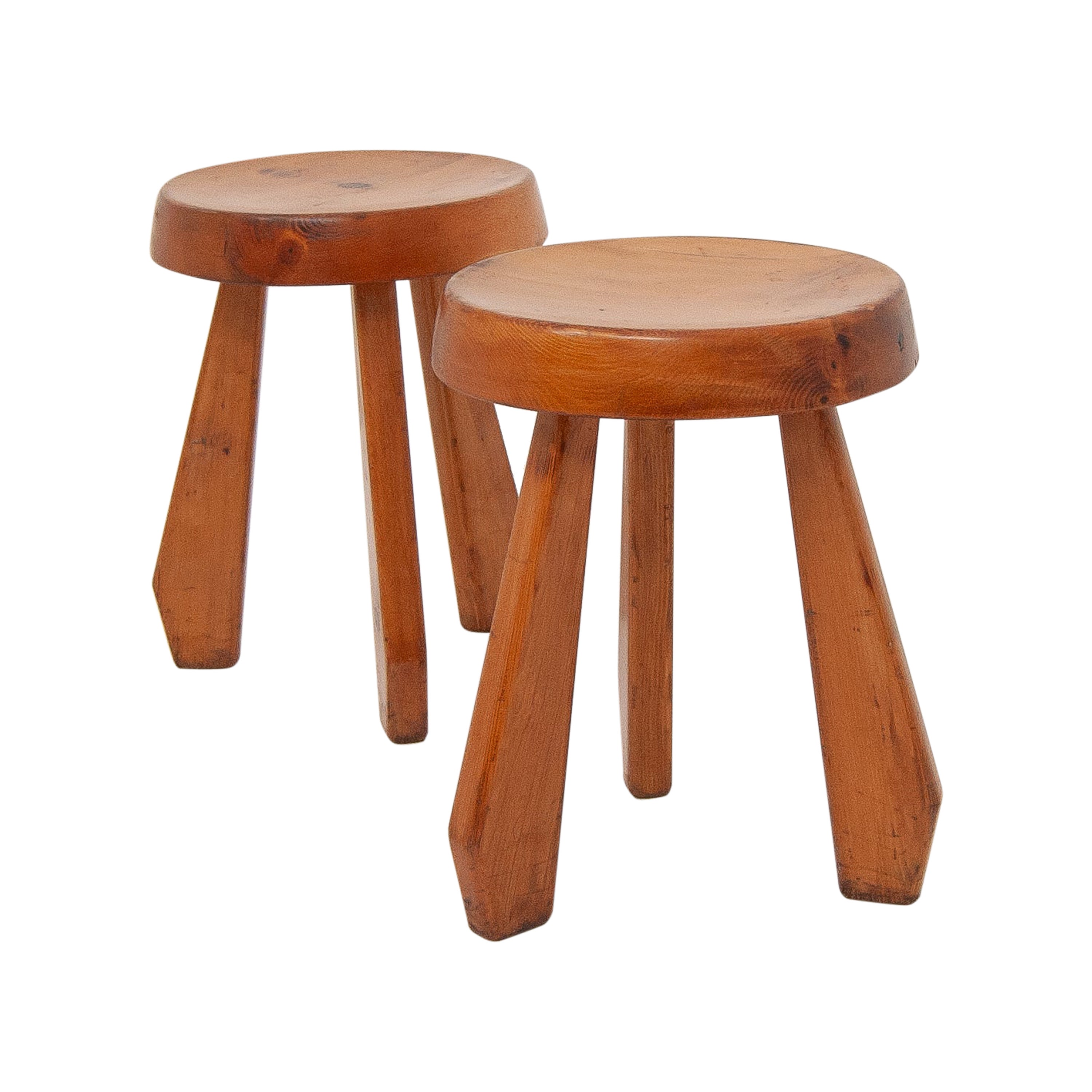 Mid century French 'Tabouret Sandoz' Solid Pine Stool by Charlotte Perriand