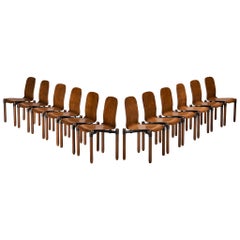 Grande set di sedie da pranzo moderniste in legno e metallo