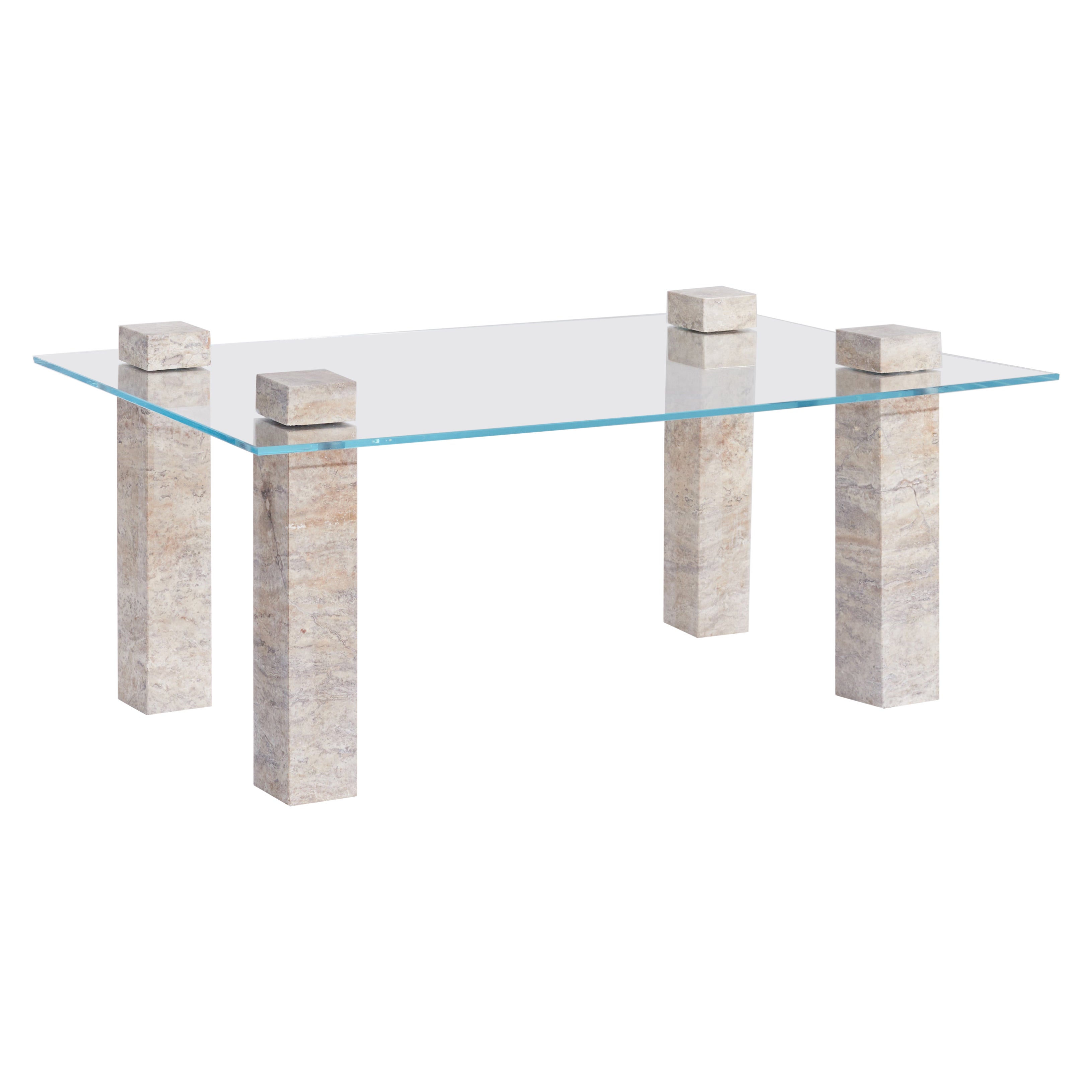 Table basse Ekho en travertin argenté par RAFFINATO
