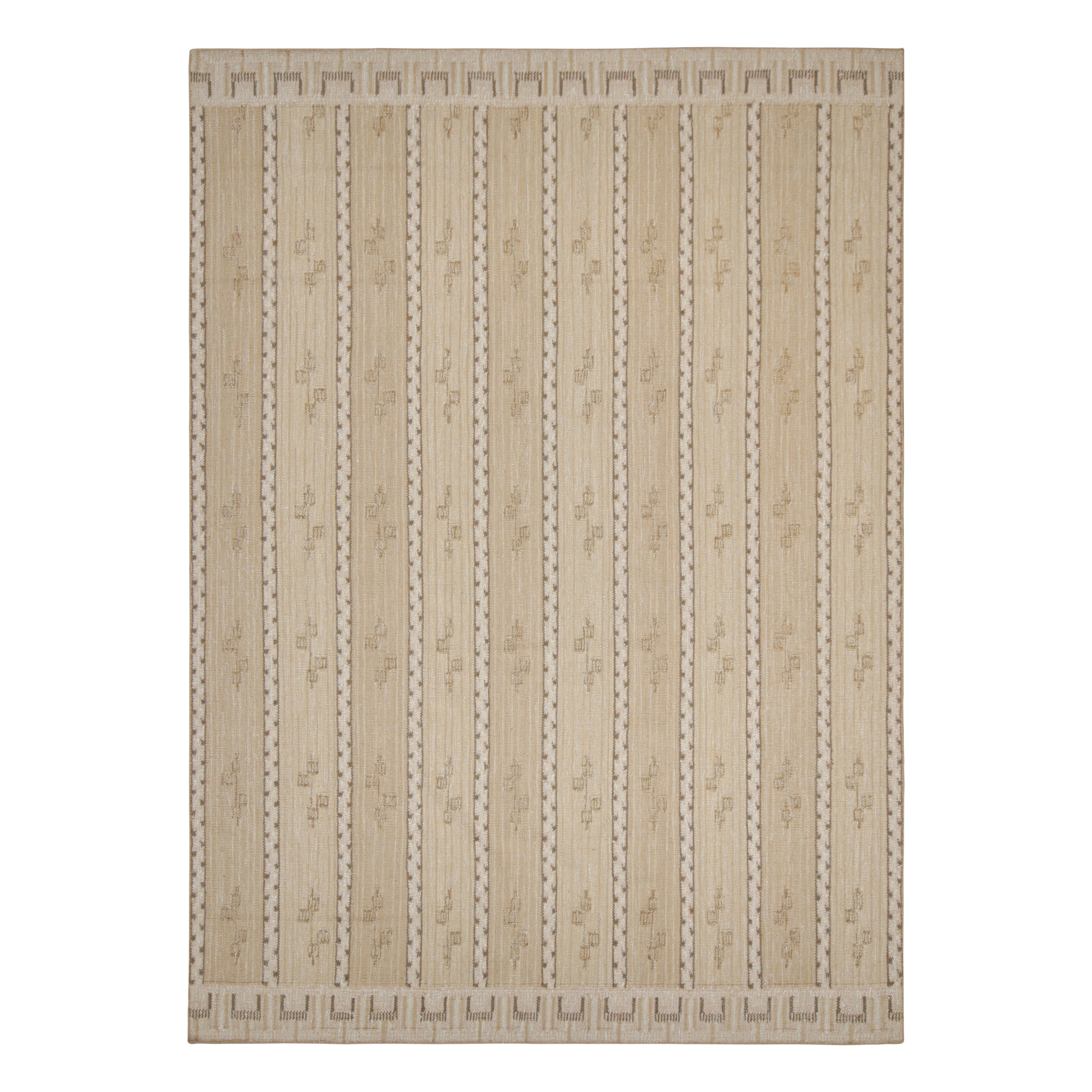 Tapis de style scandinave de Rug & Kilim, pêche avec motifs géométriques beige-brun en vente
