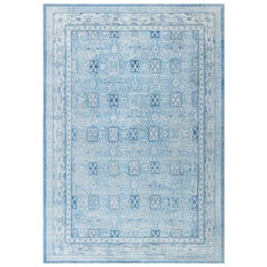 Tapis ancien en laine bleue chinoise Doris Leslie Blau