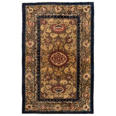 Doris Leslie Blau Alfombra china floral de hilo metálico de seda del siglo XIX