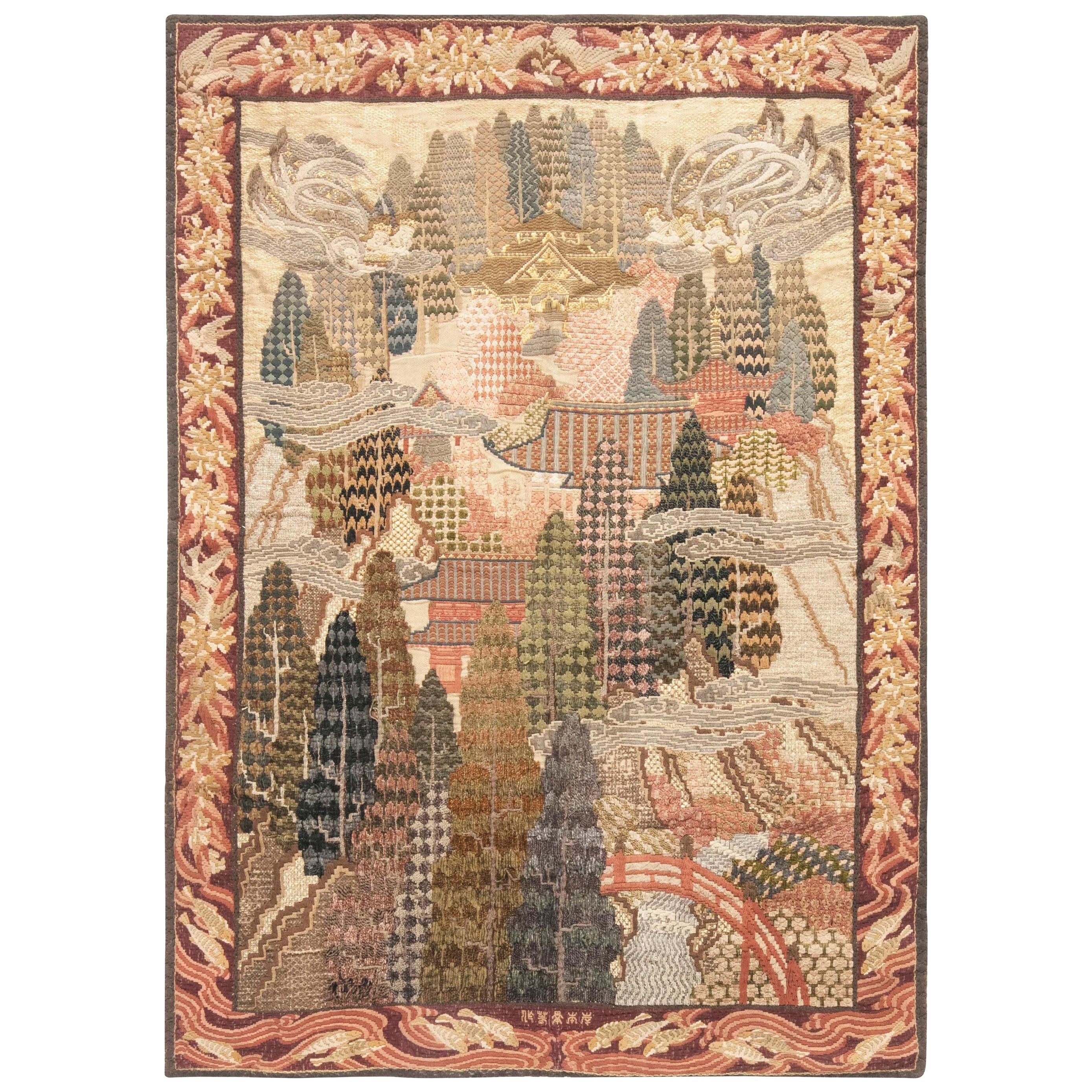 Doris Leslie Blau Early 20th Century Metal Thread Botanic Tapestry