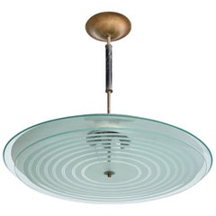Lustres Pelotas, lampe à suspension, laiton, métal, verre, Brésil, années 1960